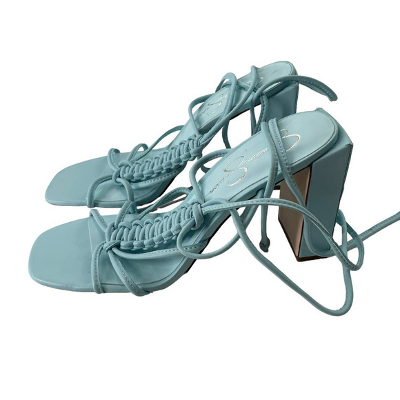 Jessica SIMPSON MAENA LEATHER STRAPPY ANKLE WRAP SANDALS - Picture 5 of 8